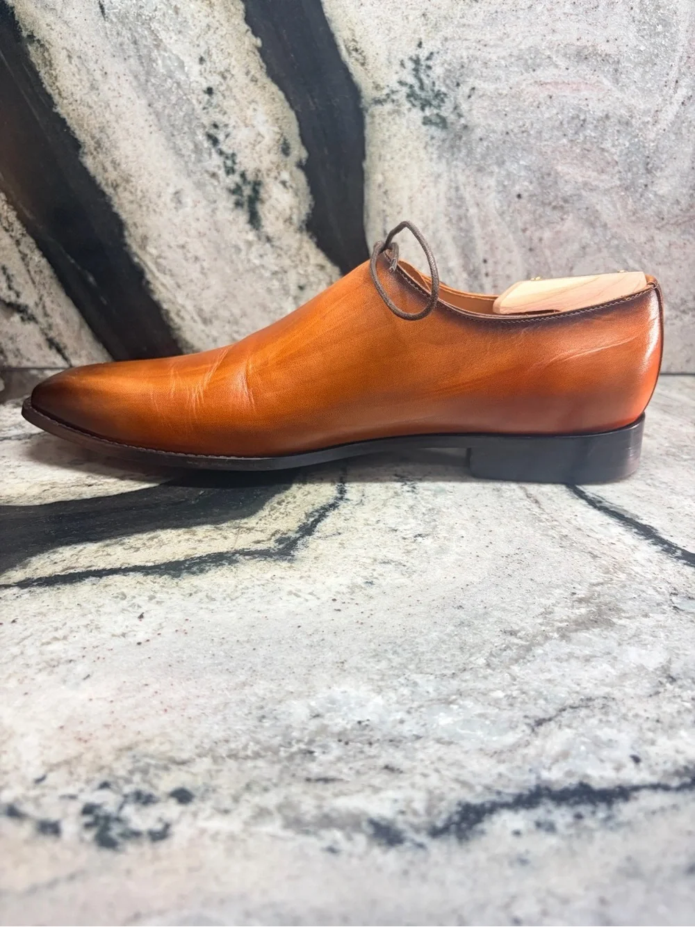 Rawls Men’s UK 9 Cognac Burnished Leather Dress Shoes Leather Sole